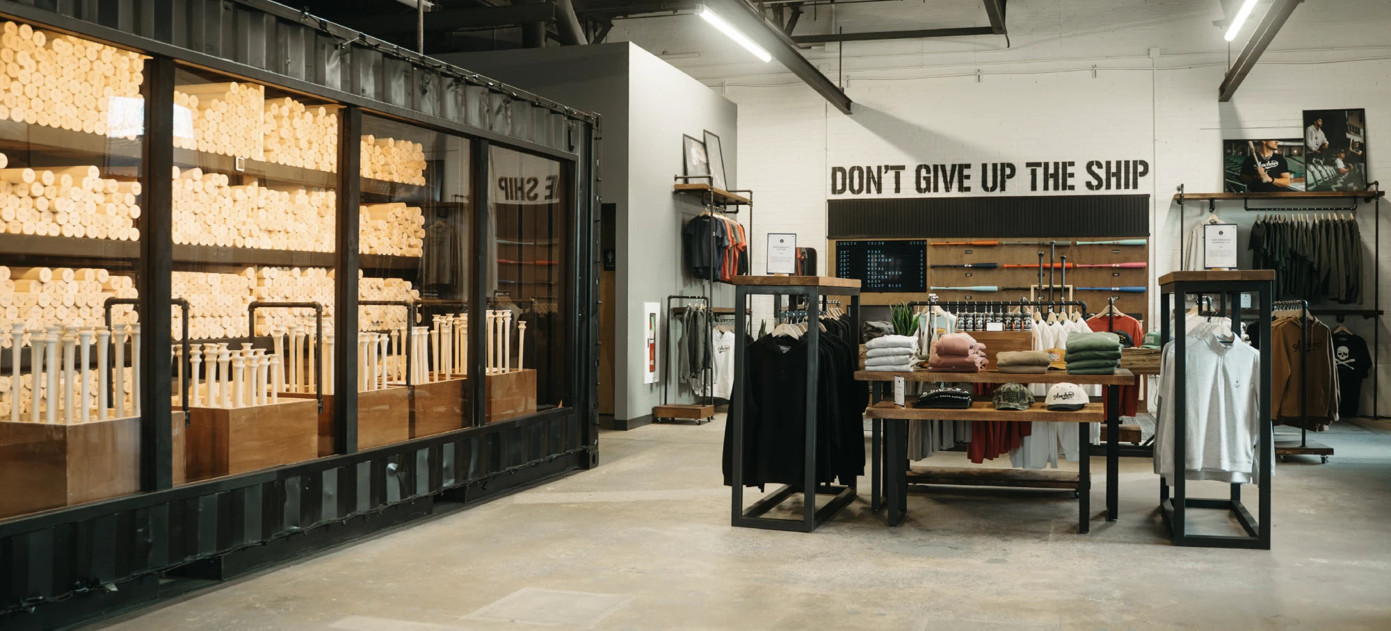 Inside the Anchor Bat Company flagship store in Greenville, South Carolina